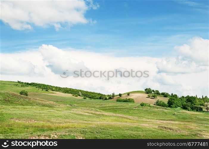 Mountainous terrain and the blue sky