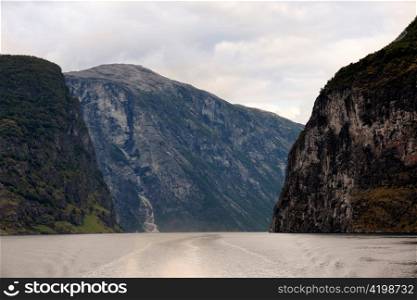 Mountains along the fjord, Aurlandsfjord, Sognefjord, Norway