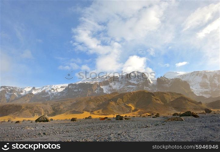 mountains and rocks near Langjokull glacier, Iceland