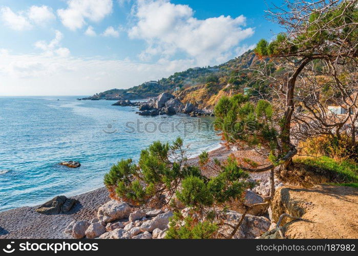 Mountains and the sea - picturesque landscapes on a sunny autumn day