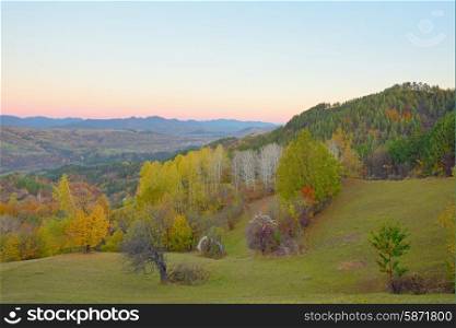 Mountains autumn landscape with colorful forest