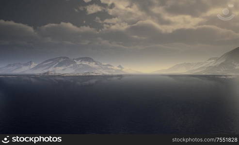 Mountains covered with ice in Antarctic landscape