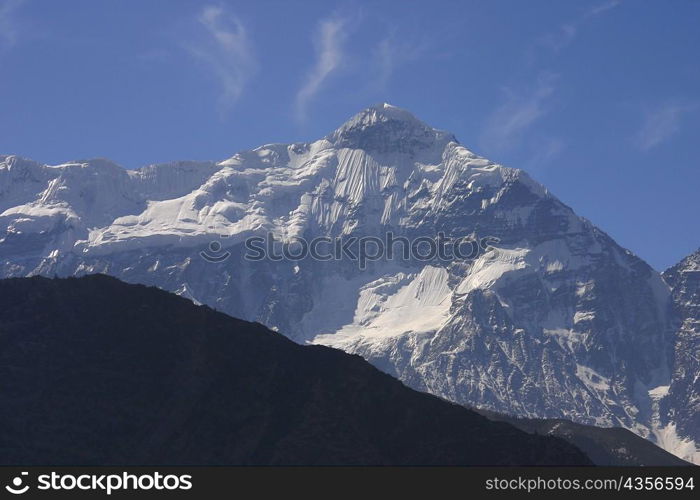 Mountains covered with snow, Annapurna Range, Himalayas, Nepal
