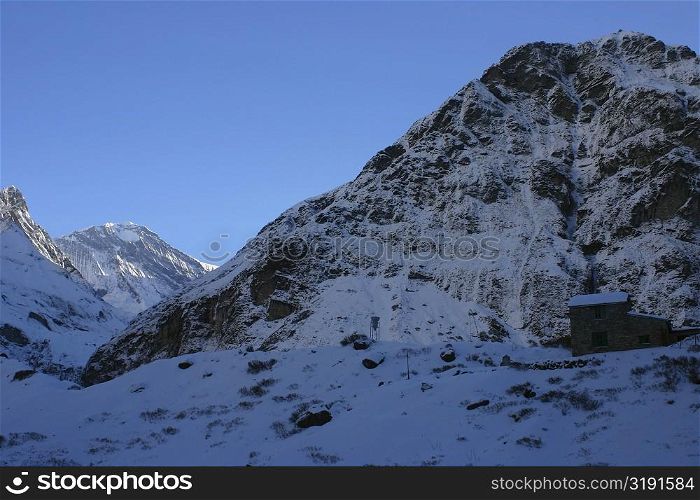 Mountains covered with snow, Deorali, Annapurna Range, Himalayas, Nepal