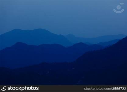 Mountains (Himalayas) after sunset. With copyspace. Shimla, Himachal Pradesh, India