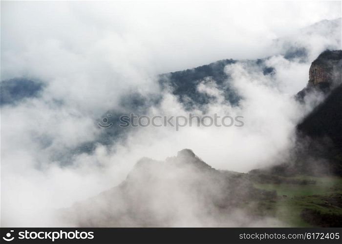 Mountains in Armenia covered with clouds