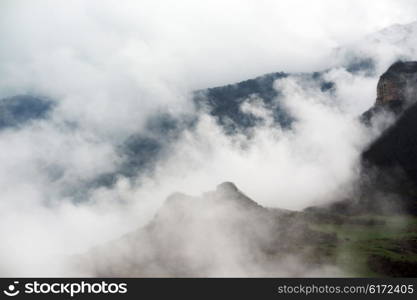 Mountains in Armenia covered with clouds