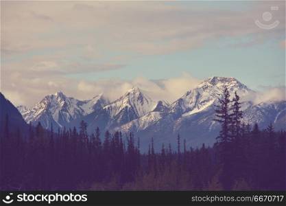 Mountains in Canada. Picturesque mountain view in the Canadian Rockies in summer season