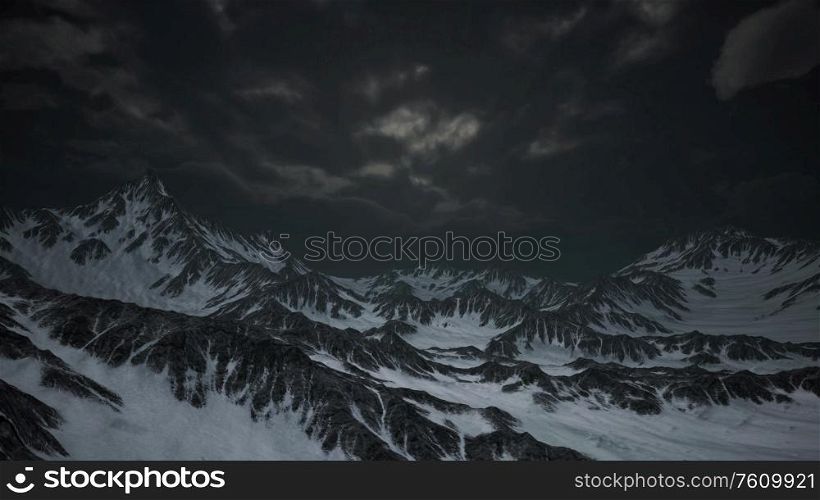 mountains in evening cloudy sky. Caucasus mountains. Mountains in Evening Cloudy Sky