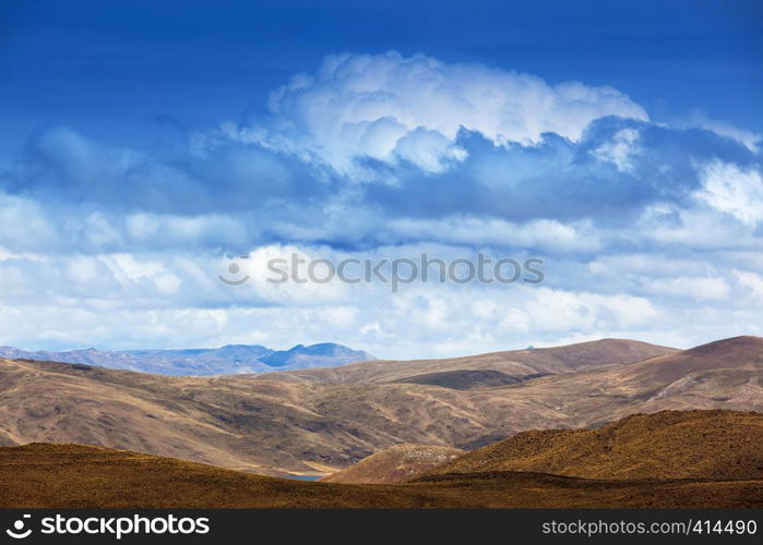 mountains in Peru on a sunny day