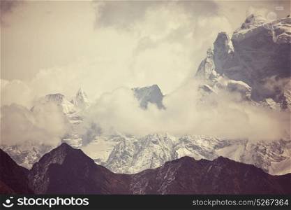 Mountains in Sagarmatha region, Himalaya