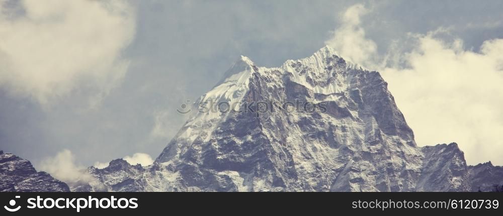Mountains in Sagarmatha region, Himalaya