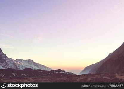 Mountains in Sagarmatha region, Himalaya