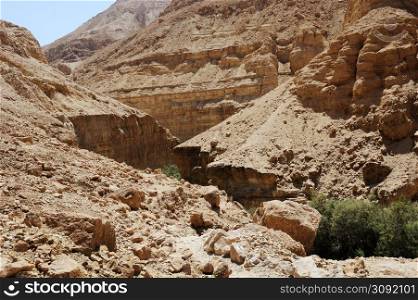 Mountains in the Ein Gedi Nature Reserve on the shores of the Dead Sea in Israel.. Dead Sea Mountains