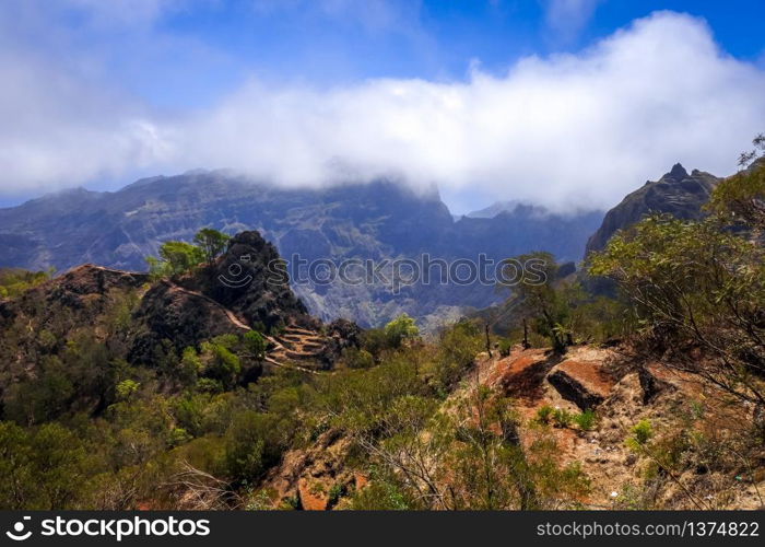 Mountains landscape panoramic view in Santo Antao island, Cape Verde, Africa. Mountains landscape panoramic view in Santo Antao island, Cape Verde