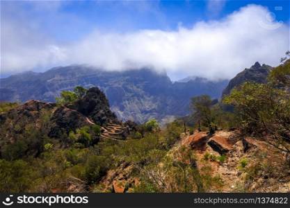 Mountains landscape panoramic view in Santo Antao island, Cape Verde, Africa. Mountains landscape panoramic view in Santo Antao island, Cape Verde