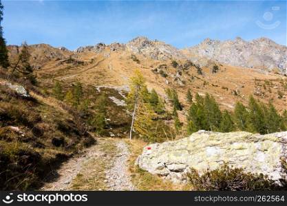 Mountains landscape with blue sky and clouds, natural summer background. Alps, Friuli, Italy.