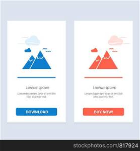 Mountains, Nature, Scenery, Travel Blue and Red Download and Buy Now web Widget Card Template