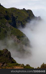 Mountains of Madeira island above the clouds at Pico do Areeiro and Ruivo