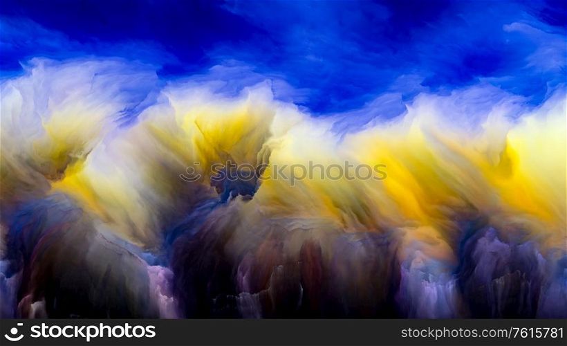 Mountains of Never. Impossible Planet series. Abstract background made of vibrant flow of hues and gradients on the theme of art, creativity and design