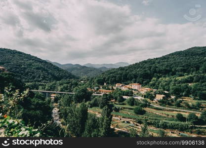 mountains of sadernes on a cloudy summer day in spain