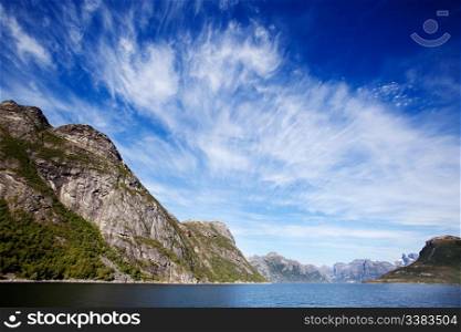 Mountains on a coastal landscape in northern Norway
