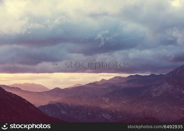 Mountains on sunset. Scenic Sunset in the mountains