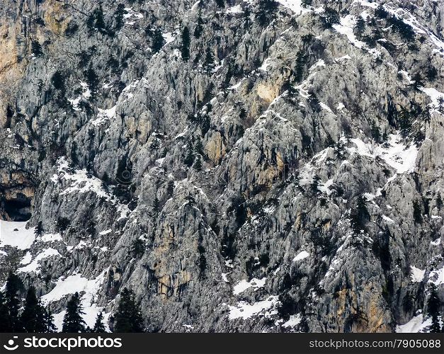 Mountains Rocks covered from Snow - Winter landscape. Mountains Rocks covered from Snow