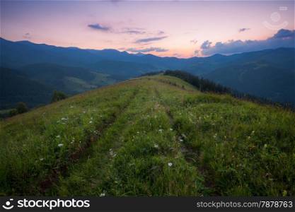 Mountains rural landscape. Carpathian mountains, Ukraine
