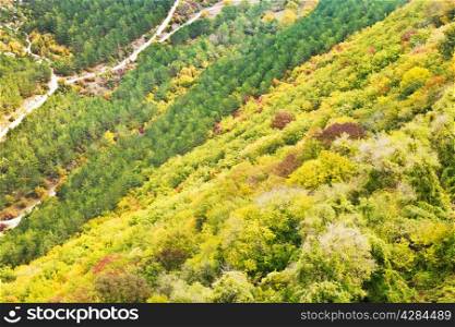 mountains slope of gorge ashlama-dere in Crimean mountains in autumn