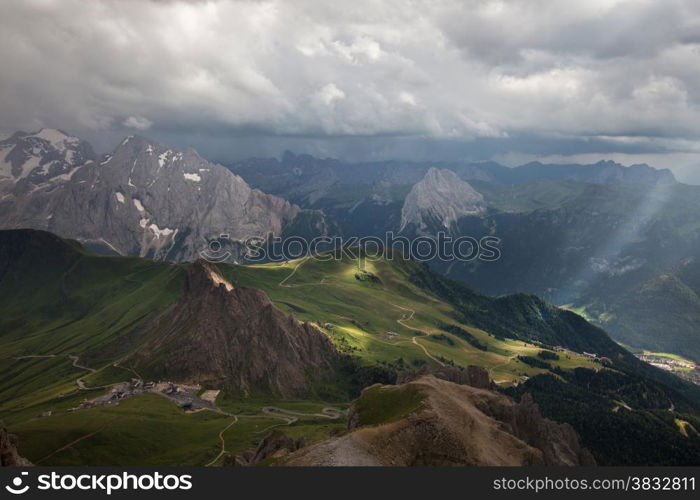 Mountains stormy weather, Val di Fassa, Italian Dolomites