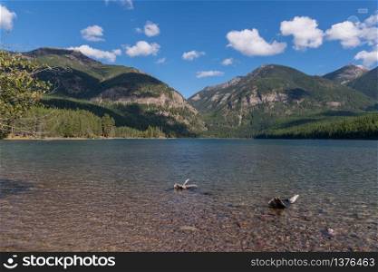 Mountains surrounding Holland Lake in Montana
