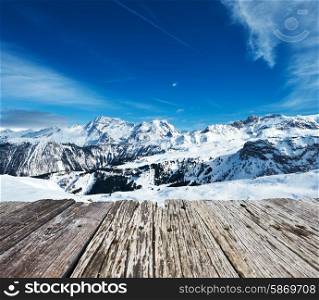 Mountains with snow in winter, Meribel, Alps, France