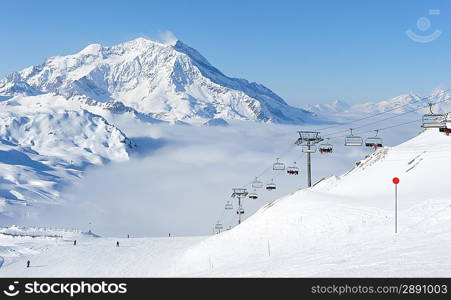 Mountains with snow in winter, Val-d&acute;Isere, Alps, France