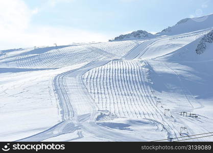 Mountains with snow in winter, Val-d&acute;Isere, Alps, France