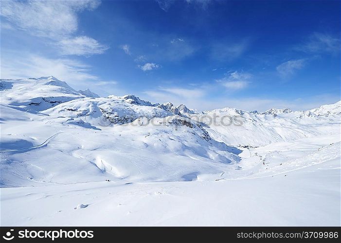 Mountains with snow in winter, Val-d&acute;Isere, Alps, France
