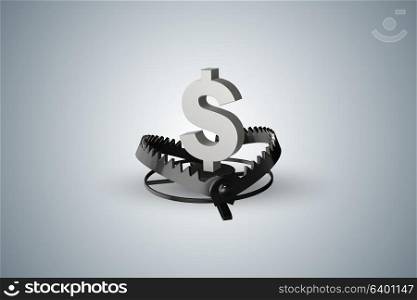 Mouse trap and dollar in business concept - 3d rendering