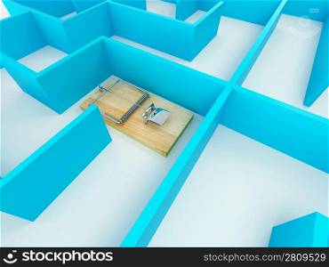 Mousetrap on labyrinth. 3d