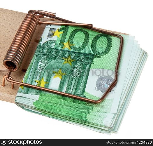 mousetrap with ? bills. image debts and loans.