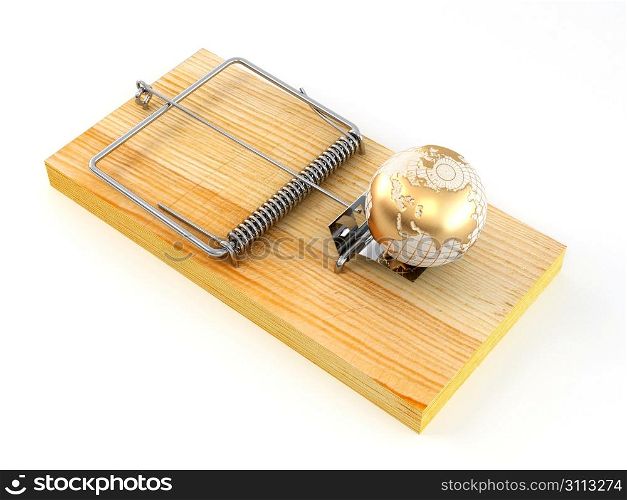Mousetrap with earth. 3d
