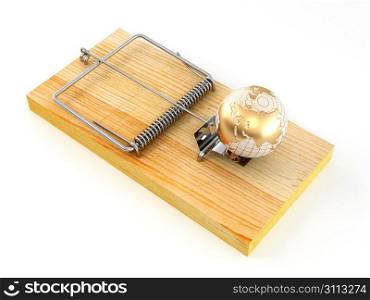 Mousetrap with earth. 3d