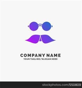 moustache, Hipster, movember, glasses, men Purple Business Logo Template. Place for Tagline.. Vector EPS10 Abstract Template background