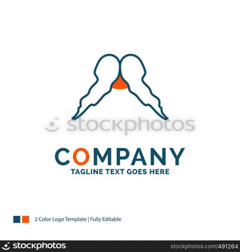moustache, Hipster, movember, male, men Logo Design. Blue and Orange Brand Name Design. Place for Tagline. Business Logo template.