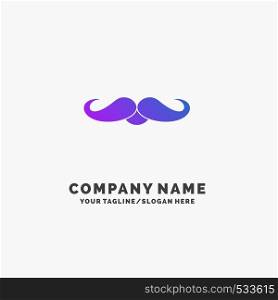 moustache, Hipster, movember, male, men Purple Business Logo Template. Place for Tagline.. Vector EPS10 Abstract Template background