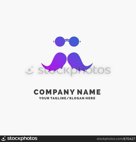 moustache, Hipster, movember, male, men Purple Business Logo Template. Place for Tagline.. Vector EPS10 Abstract Template background