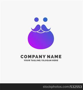 moustache, Hipster, movember, santa, Beared Purple Business Logo Template. Place for Tagline.. Vector EPS10 Abstract Template background