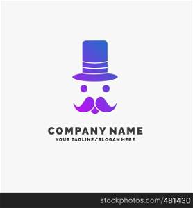 moustache, Hipster, movember, santa Clause, Hat Purple Business Logo Template. Place for Tagline.. Vector EPS10 Abstract Template background