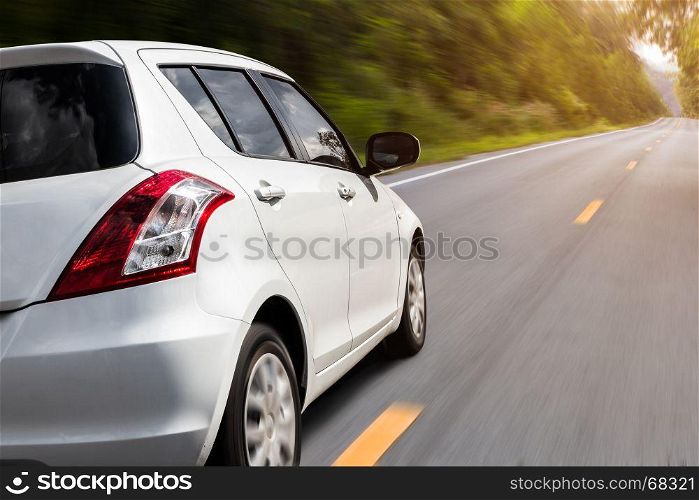 movement car speed on the road rural view background