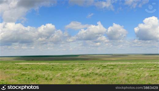 Movement of clouds in the steppe, the Rostov region, Russia.