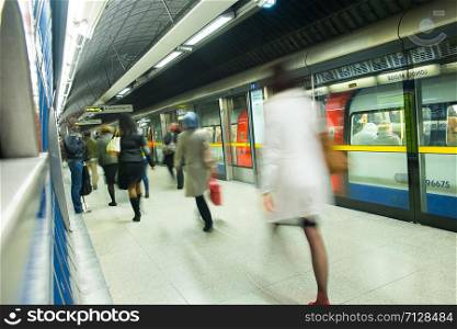 Movement of people at the underground train station
